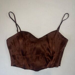 Zara - Brown Satin Corset Style Top